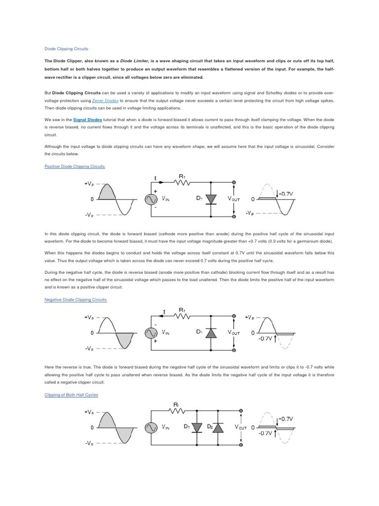 Diode Clipping Circuits PDF Diode Series And Parallel Circuits