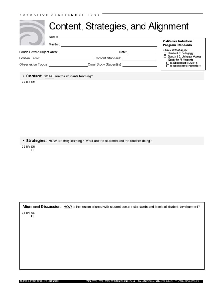 Formative Assessment Tool for Teachers | PDF