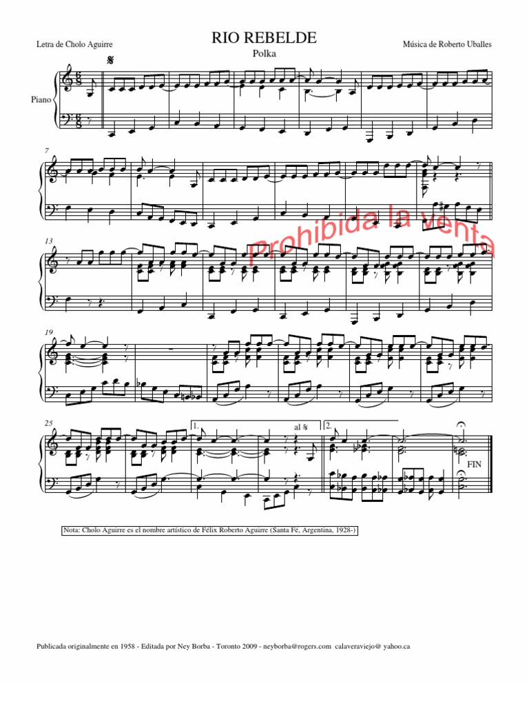 Rio Rebelde - Partitura y Letra | PDF
