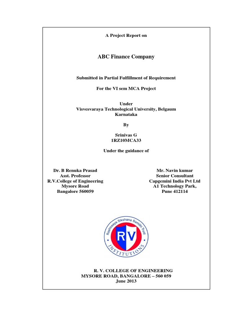 Project Report: ABC Finance Company | PDF | Ibm Db2 | Mainframe Computer
