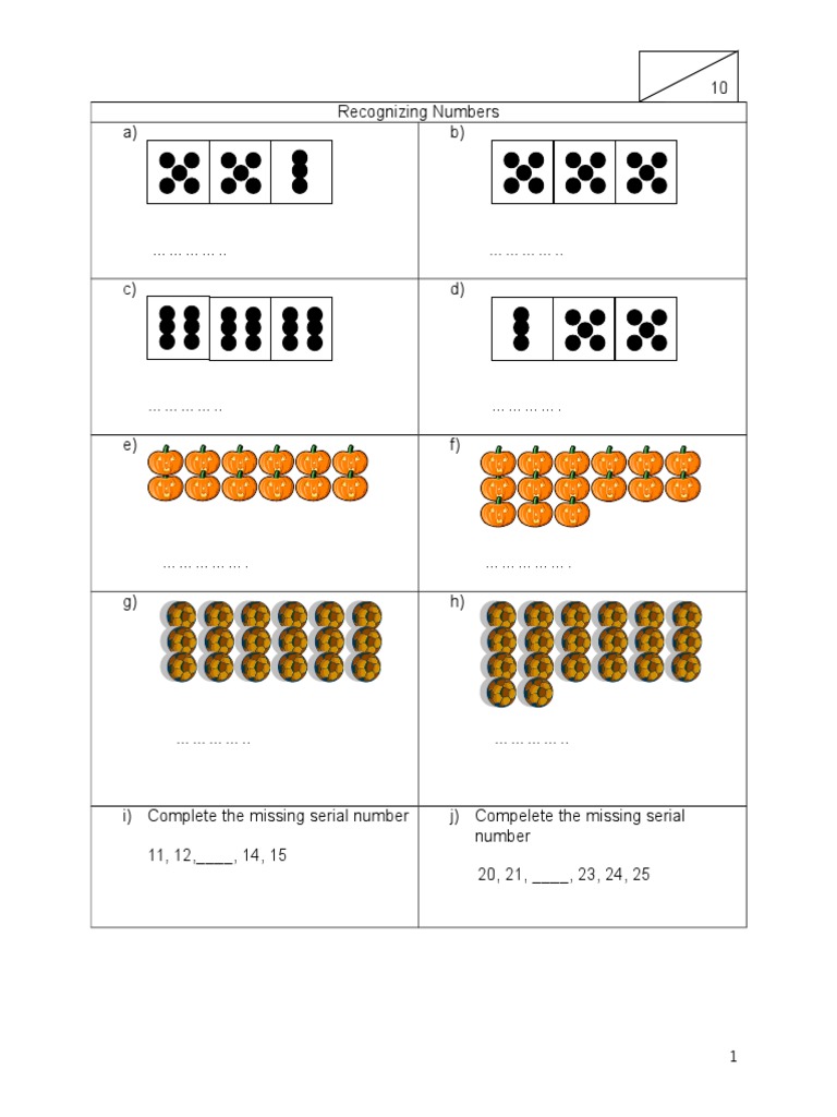 Number Recognition Exercises | PDF | Computers