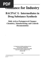 Guidance For Industry: BACPAC I: Intermediates in Drug Substance Synthesis