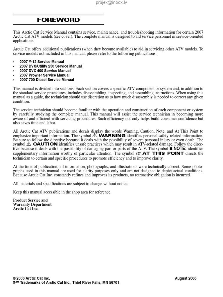 4053722-Arctic Cat Atv 2007 All Models Repair Manual Improved | Ignition  System | Gasoline