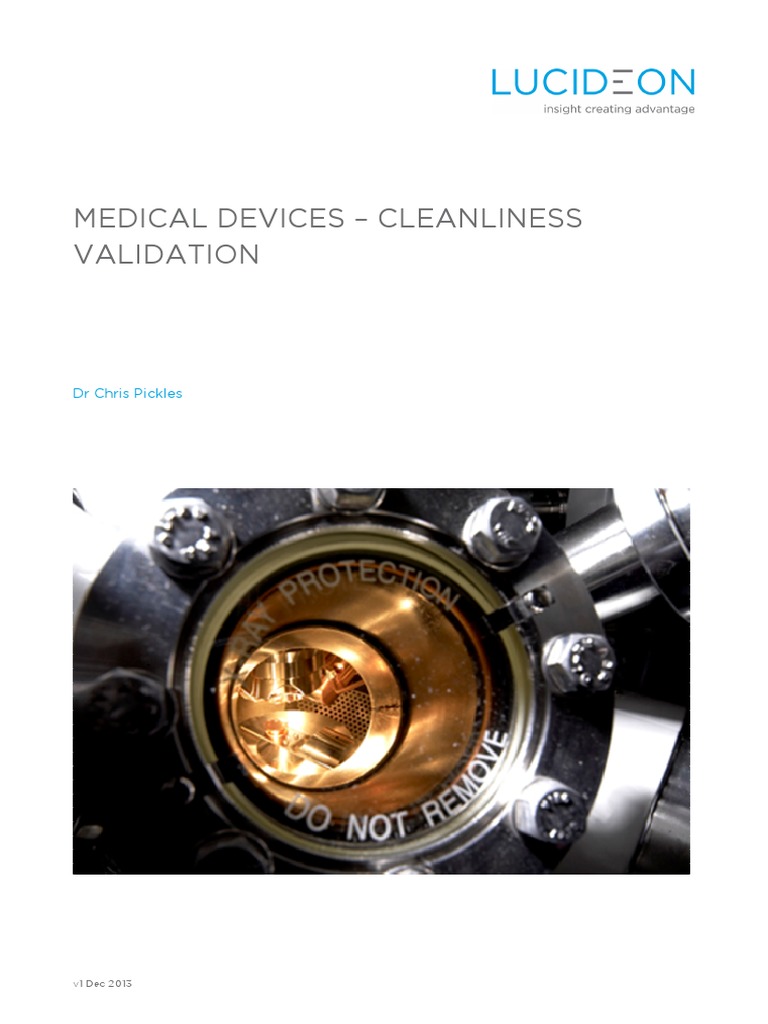 Cleanliness Validation White Paper Medical Device PDF Federal Food Raman Spectroscopy
