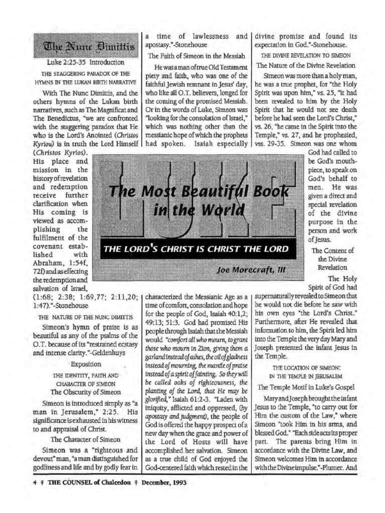 1993 Issue 10 Sermon on Luke 22535 The Nunc Dimittis Counsel of