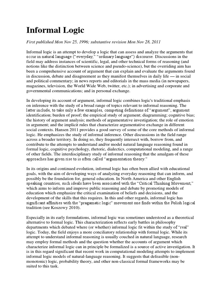 Different types of informal fallacies image