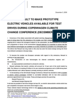 Cop 15: Renault To Make Prototype Electric Vehicles Available For Test Drives During Copenhagen Climate Change Conference (December 7-18, 2009)