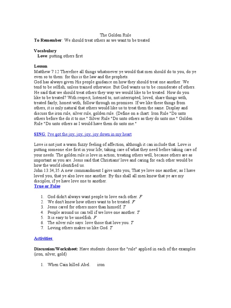 The Golden Rule | PDF | Golden Rule | Cain And Abel