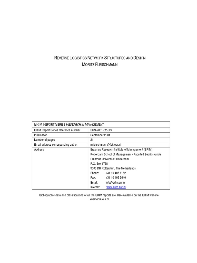 Reverse Logistics Network Design Insights | PDF | Logistics | Supply ...
