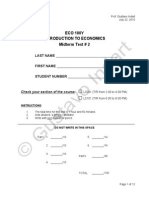 Solutions: ECO 100Y Introduction To Economics Midterm Test # 2