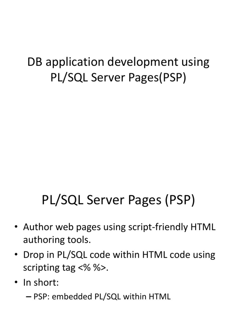 DB Application Development Using PL/SQL Server Pages (PSP) | PDF | Pl ...