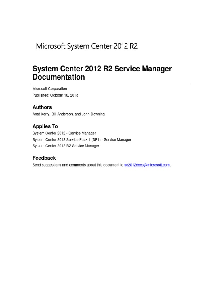 SC2012 ServiceMgr CompleteDocumentation | PDF | Share Point | System ...