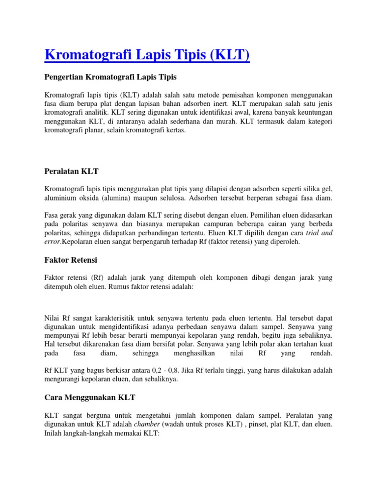 Kromatografi Lapis Tipis Pdf Guru Galeri