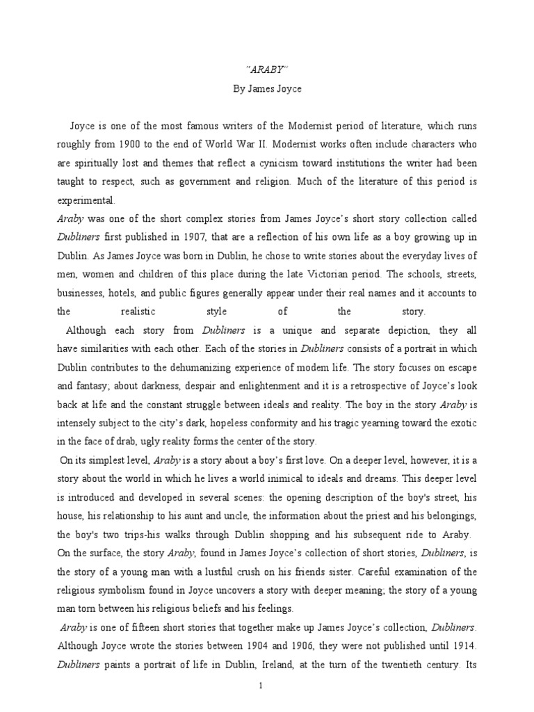 Joyce dubliners araby essays