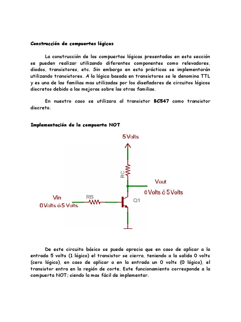 Advertencia parilla ficción Compuertas Logicas Con Transistores | PDF | Semiconductores | Unidad  Central de procesamiento