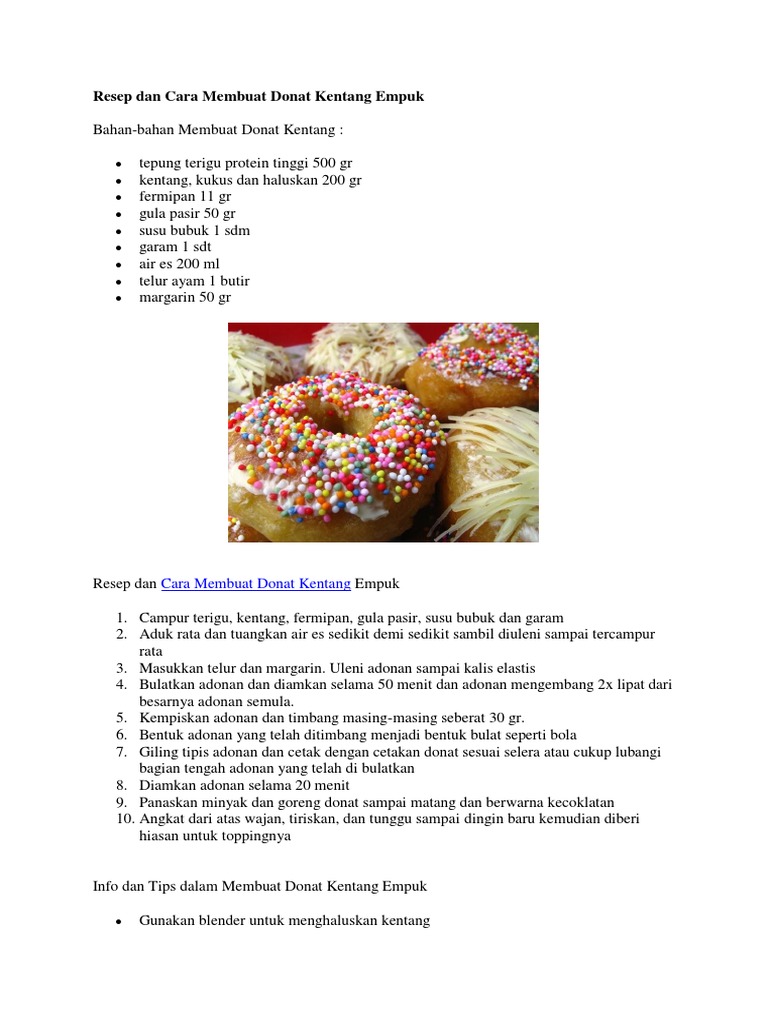 Bahan Dan Cara Membuat Donat Kentang