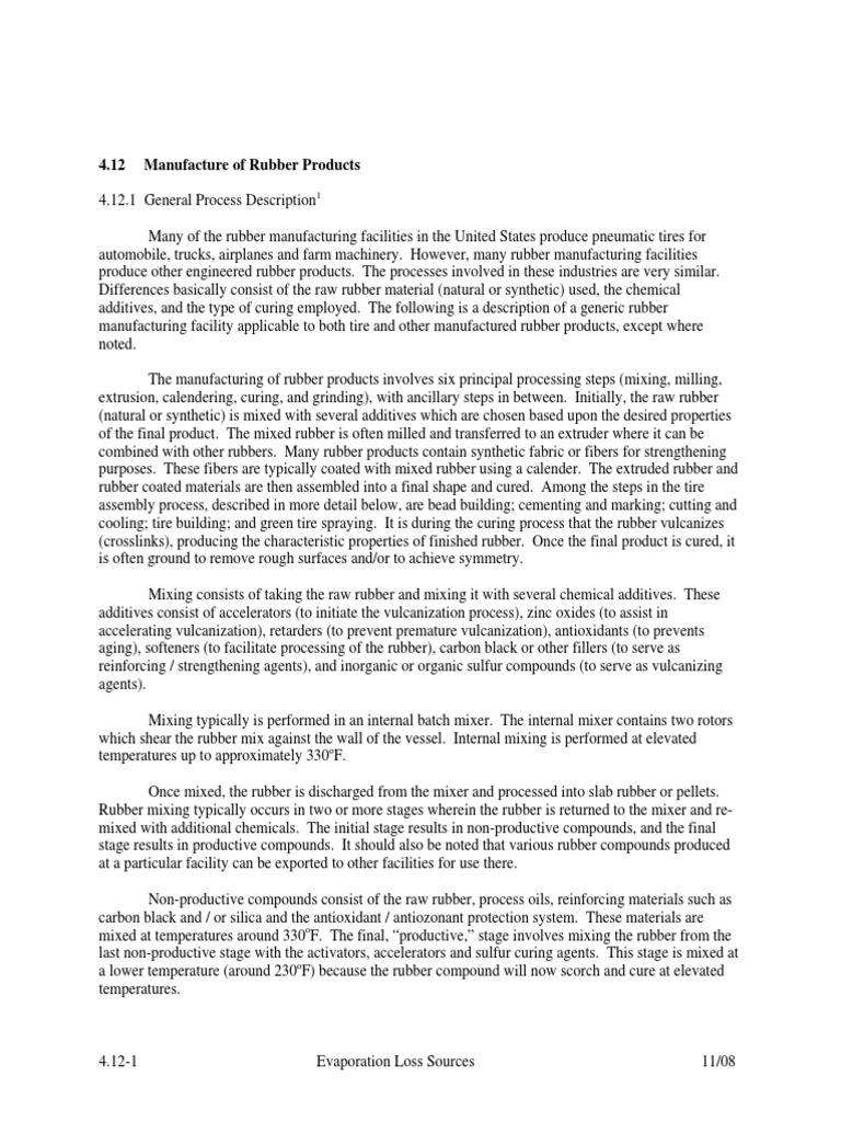 Rubber Product Manufacturing Process | PDF | Tire | Volatile Organic ...