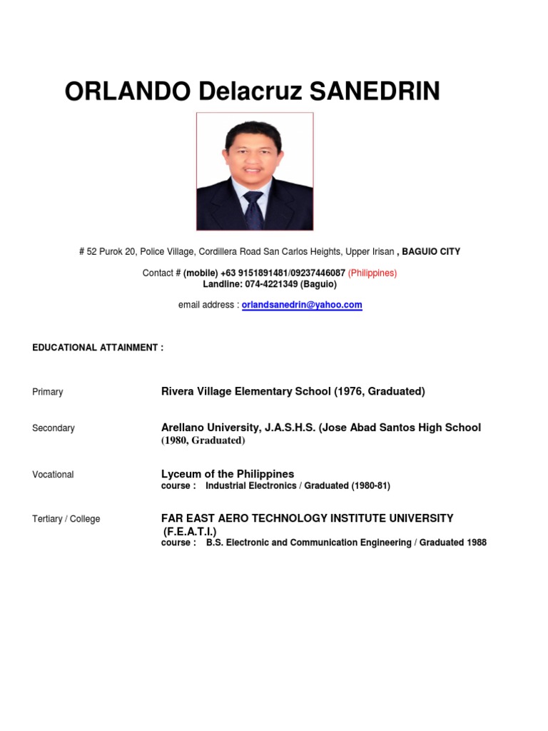 Curriculum vitae examples pdf image