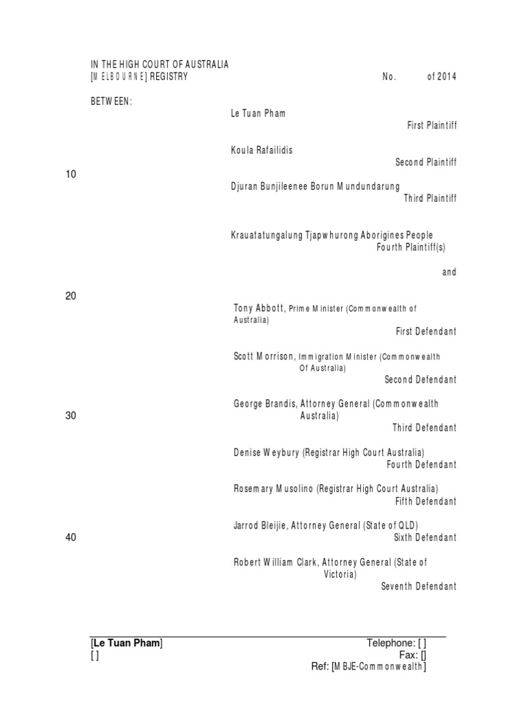 High Court Case: Pham v. Commonwealth | PDF | High Court Of Australia ...