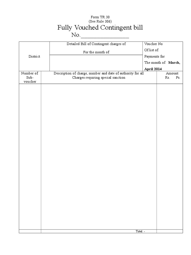 TR-30 Fully Vouched Contingent Bill | PDF