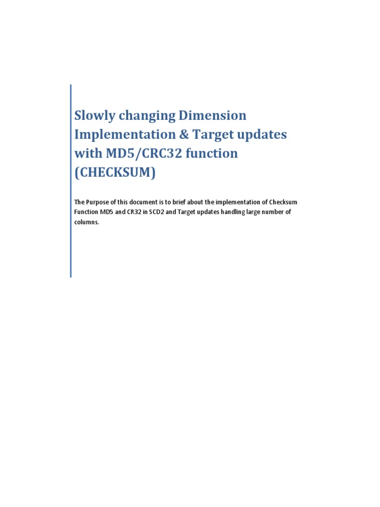 SCD Type 2 Implementation with MD5/CRC32 | PDF | Data Management ...