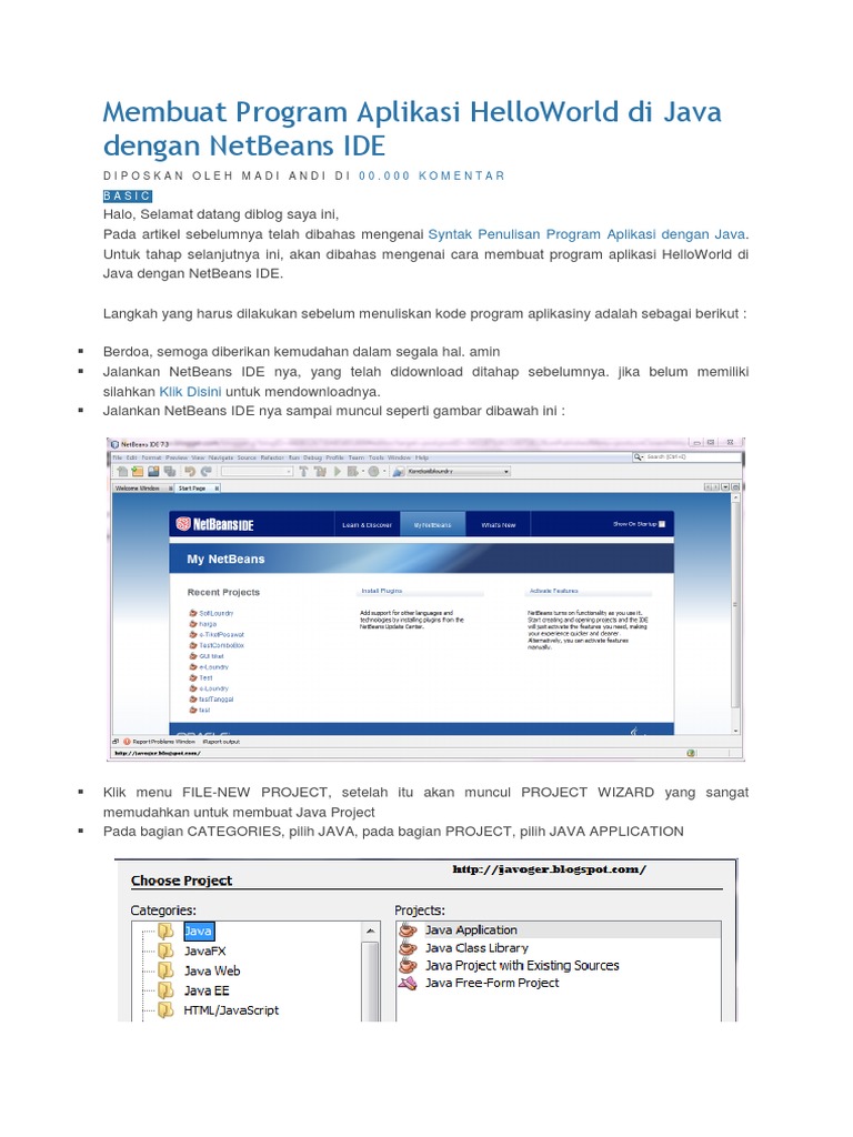 Membuat Program Aplikasi HelloWorld Di Java Dengan