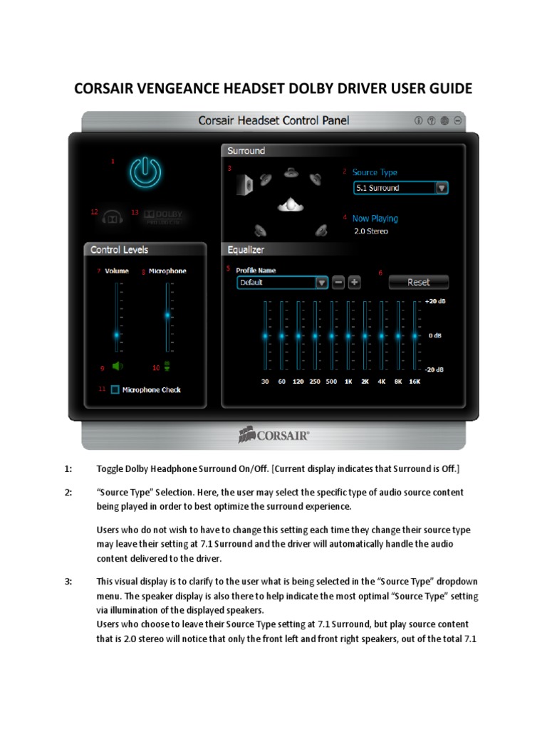 Corsair Vengeance Headset Dolby Driver User Guide | Headphones ...