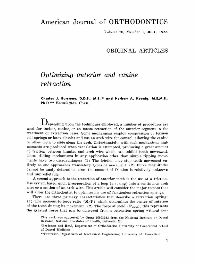 Optimizing Canine Retraction Springs | PDF | Anatomical Terms Of ...