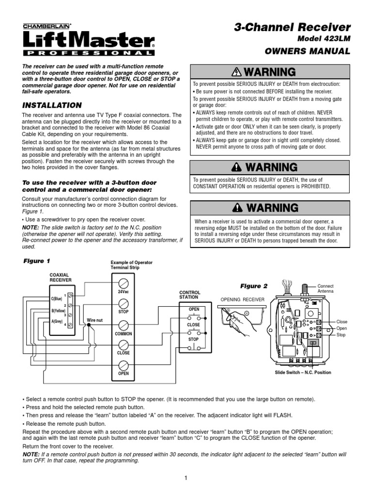 Liftmaster 423lm Manual Antenna Radio Manufactured Goods