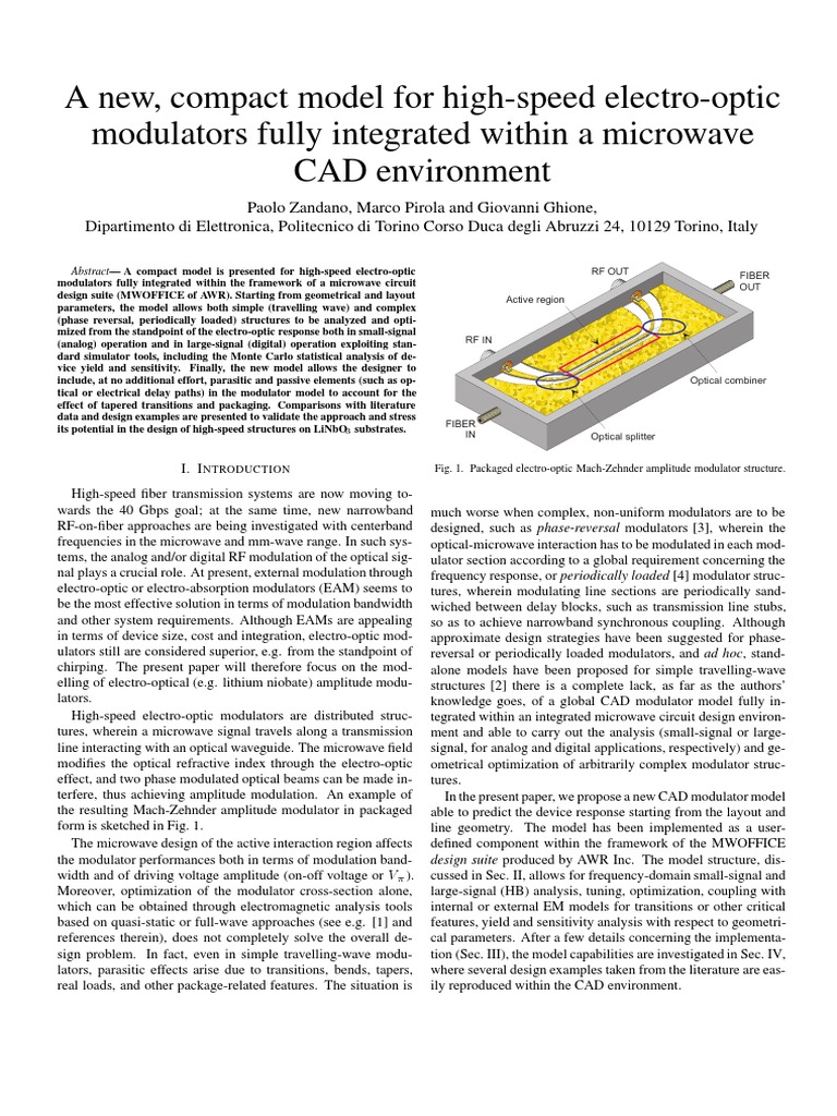 A New, Compact Model For High-Speed Electro-Optic Modulators Fully ...