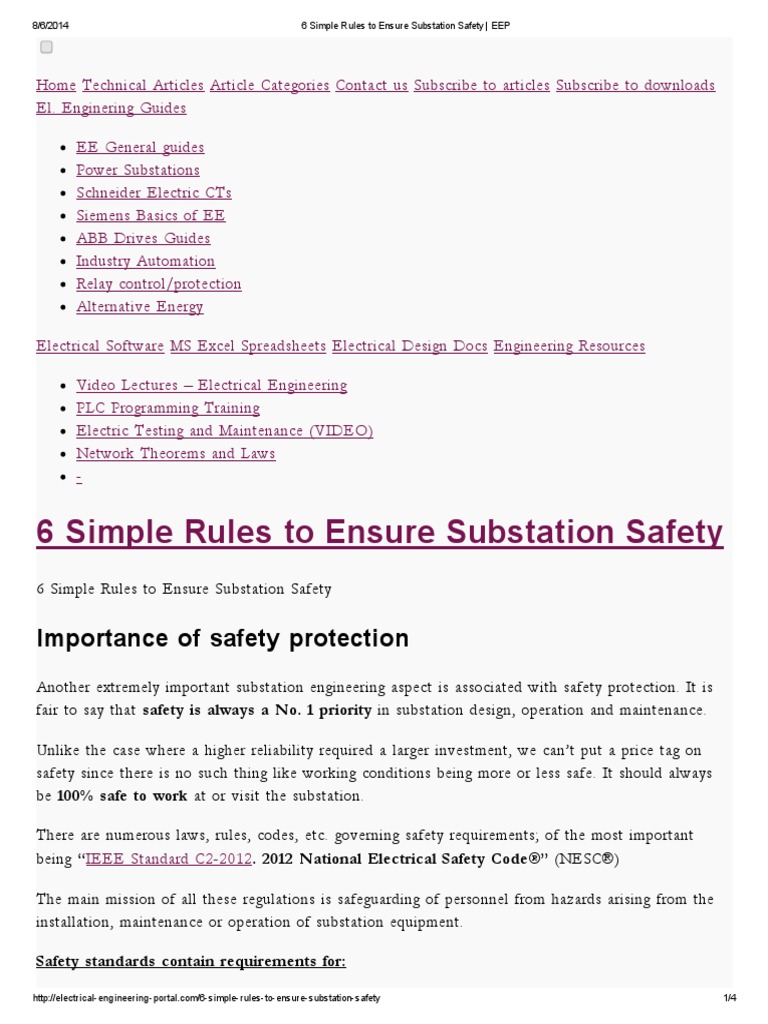 6 Simple Rules To Ensure Substation Safety EEP PDF Safety