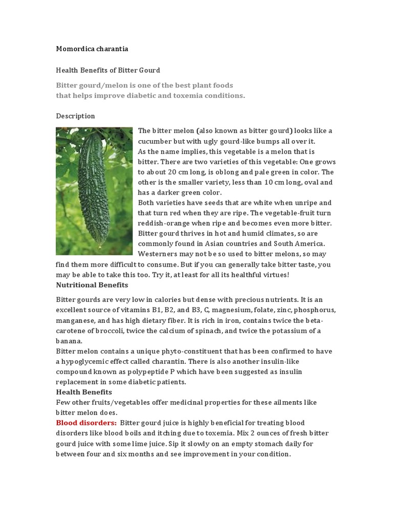 Bitter Gourd Juice Nutrition