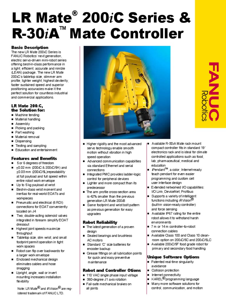 FANUC LR Mate 200iC Robot Overview | PDF