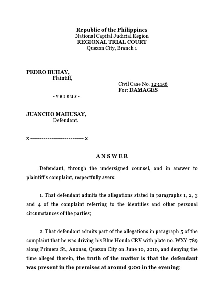 Republic of The Philippines Regional Trial Court | PDF