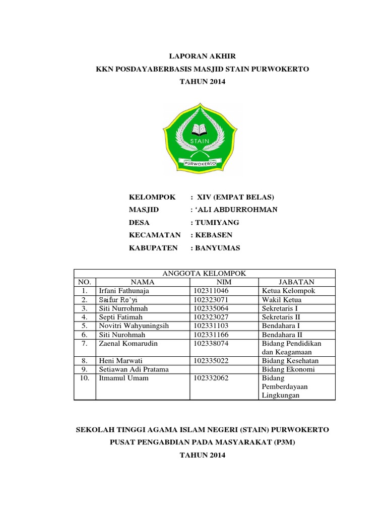 Laporan Kkn Posdaya Berbasis Masjid