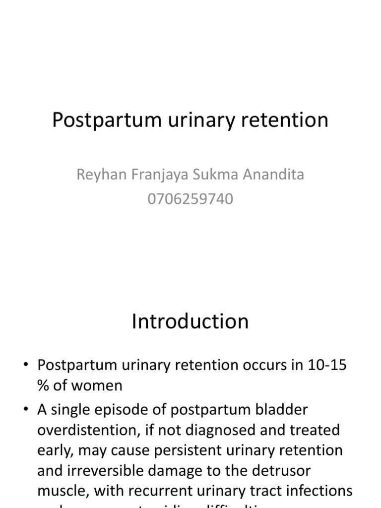 Postpartum Urinary Retention, PDF, Urinary Incontinence