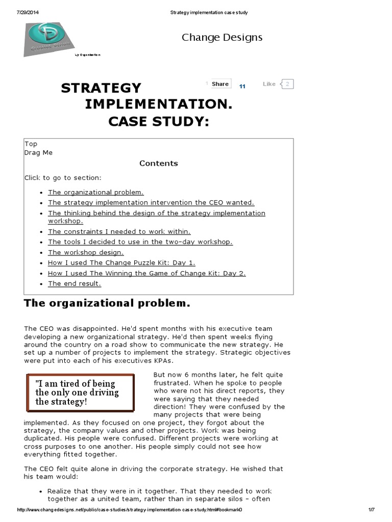 case study on strategy implementation
