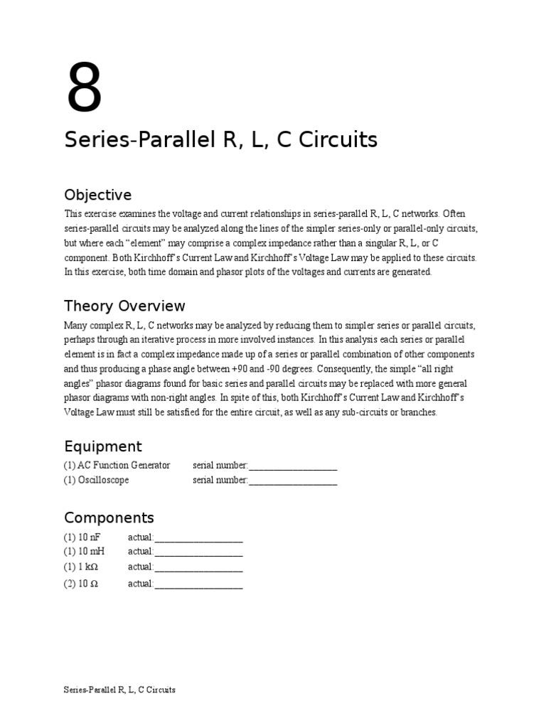 Series-Parallel RLC Circuit Analysis | PDF | Electrical Impedance ...