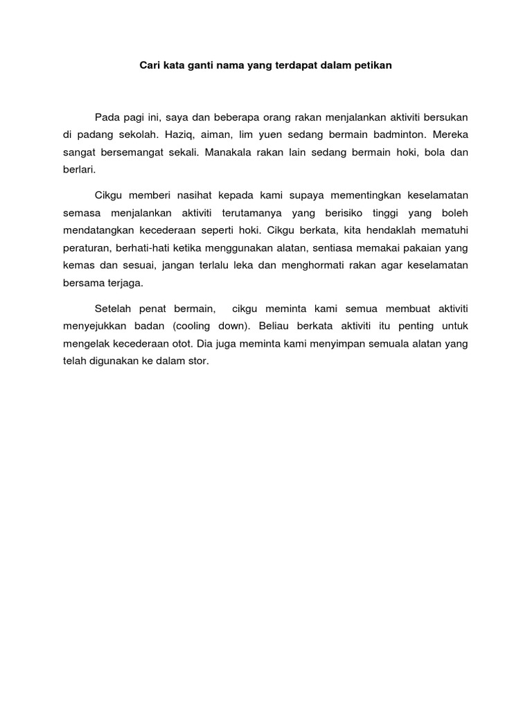 Cari Kata Ganti Nama Yang Terdapat Dalam Petikan Pdf