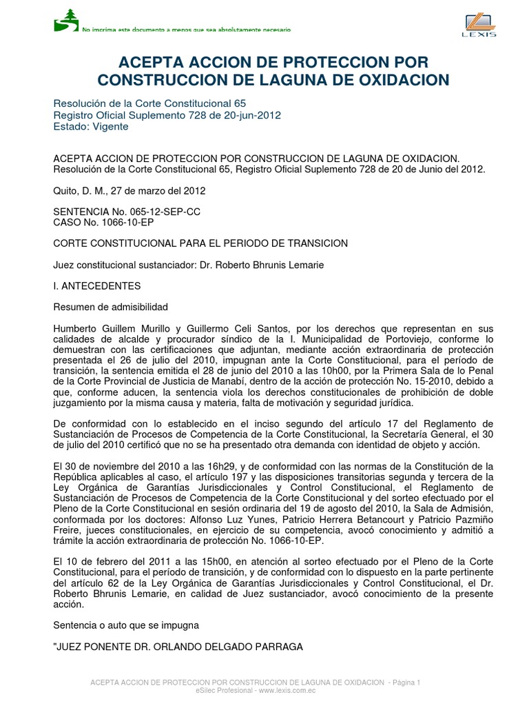 Sentencia Sumak Kawsay Medio Ambiente Motivacion PDF