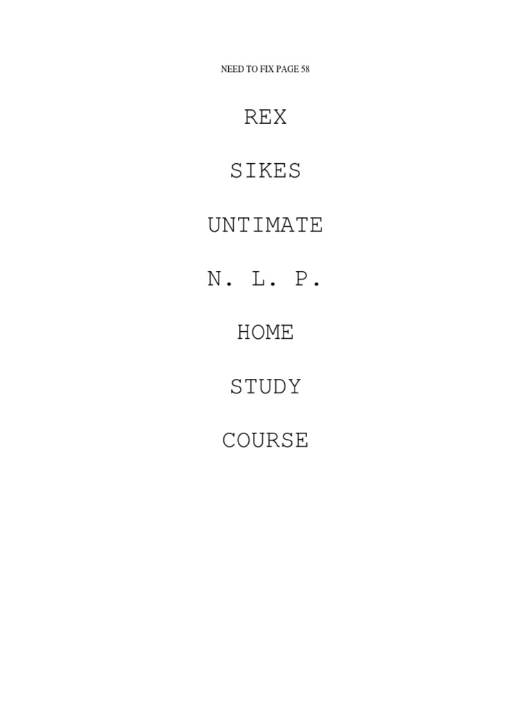 Rex Sikes - Mind Development (NPL) | PDF | Neuro Linguistic Programming ...