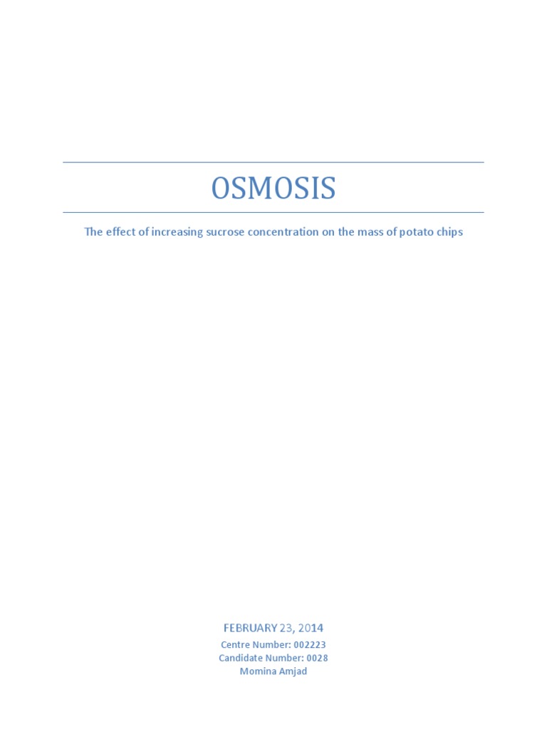 IB Biology IA Osmosis PDF Osmosis Biology