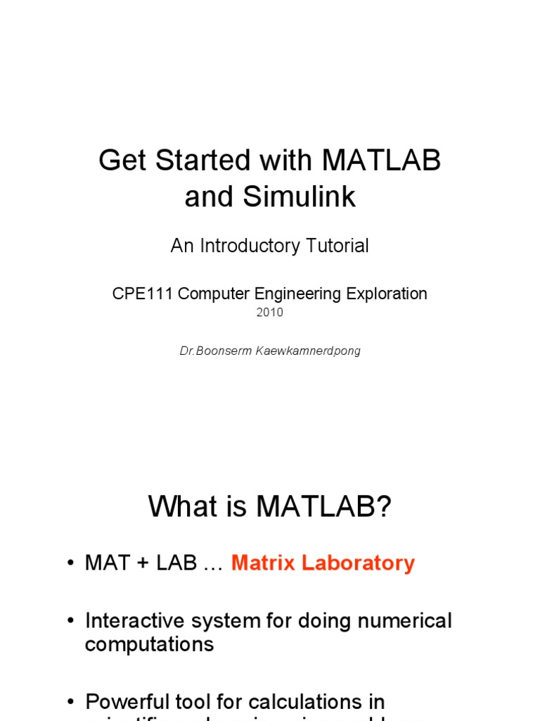 Get Started With MATLAB 2010-Student Handout | PDF | Matrix ...