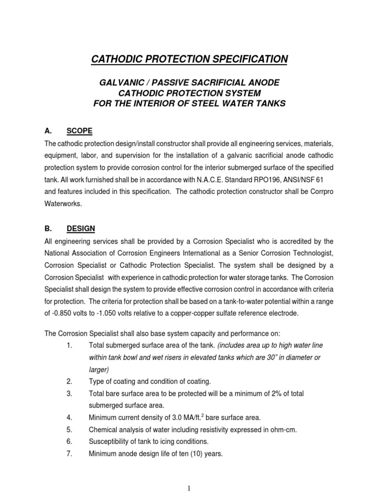 Galvanic Cathodic Protection for Tanks | PDF | Corrosion | Materials