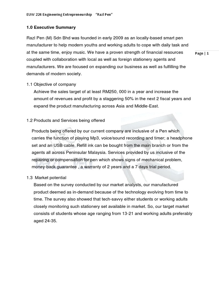 Razl Pen Manufacturing Company PDF Depreciation Business Plan