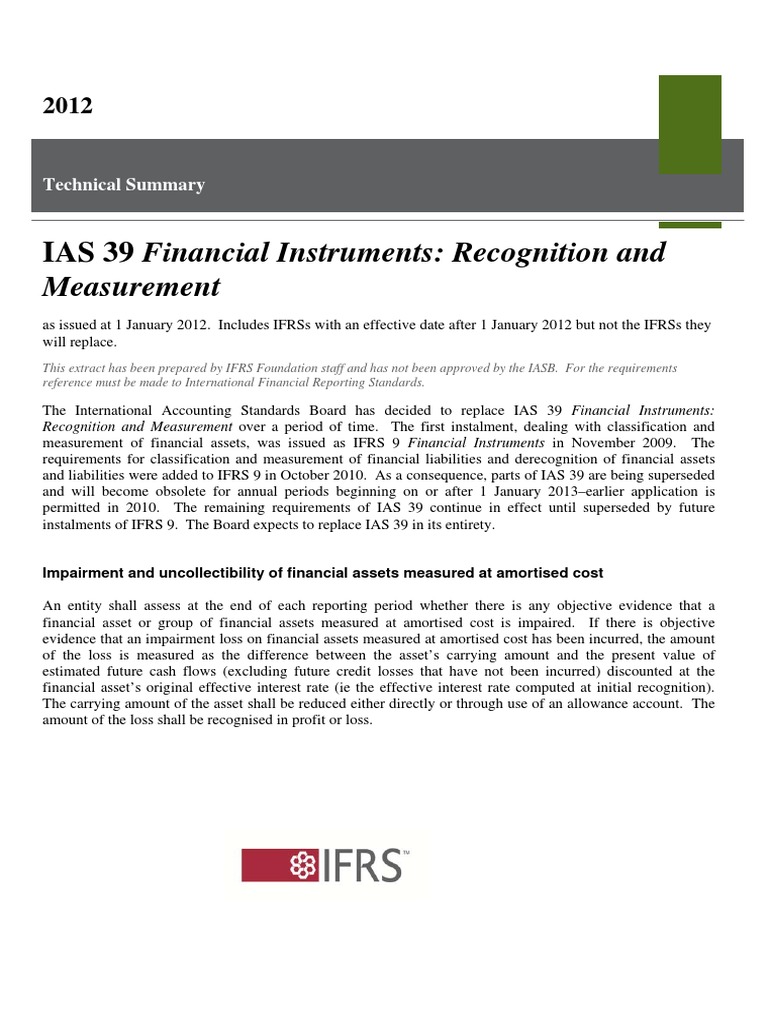 IAS 39 Summary: Financial Instruments | PDF