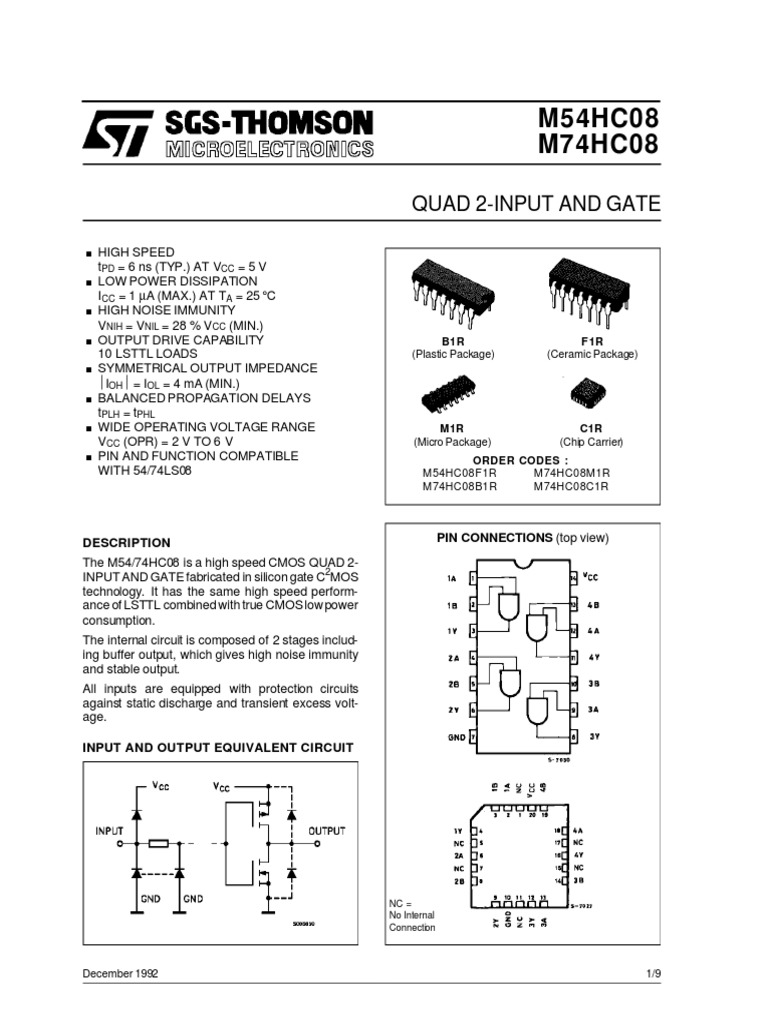74HC08 | Download Free PDF | Electrical Engineering | Electricity