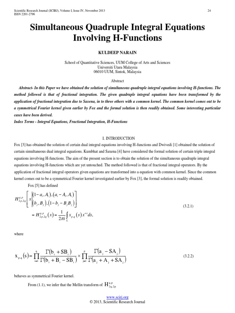 Simultaneous Quadruple Integral Equations Involving H-Functions ...