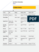 Chinese Holiday Schedule