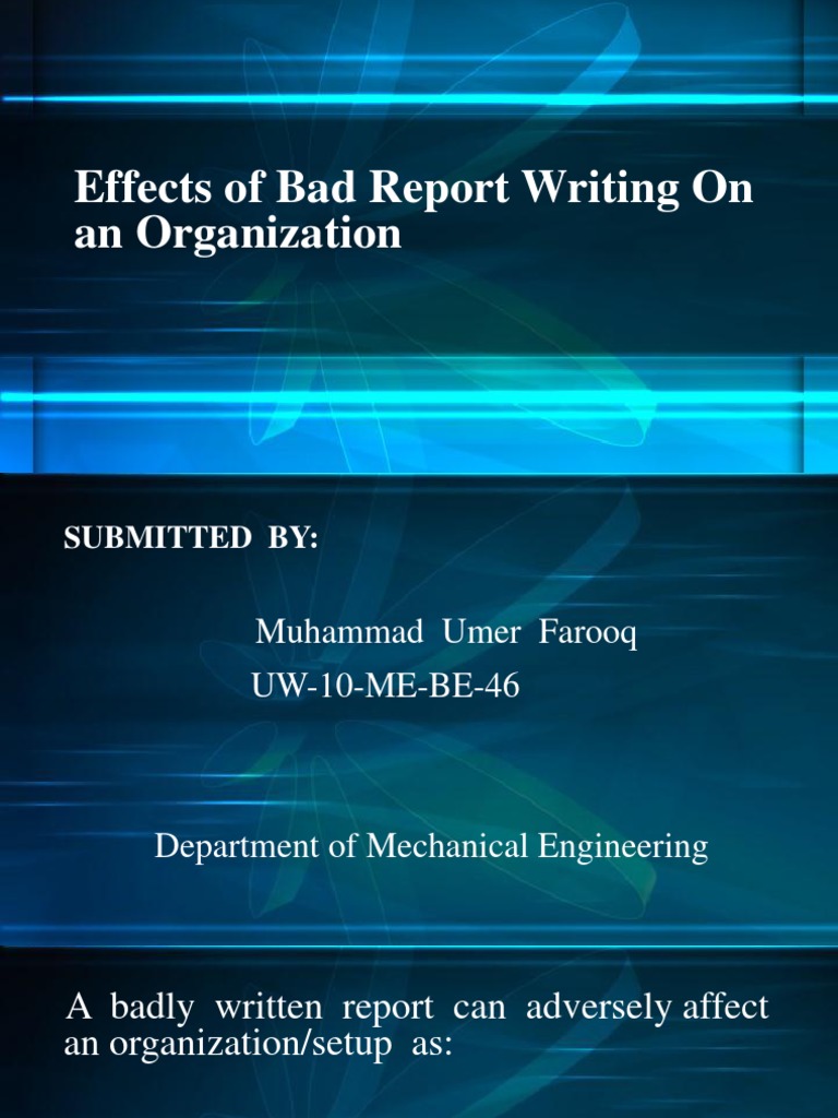 Effects of Bad Report Writing On An Organization | PDF | Career ...